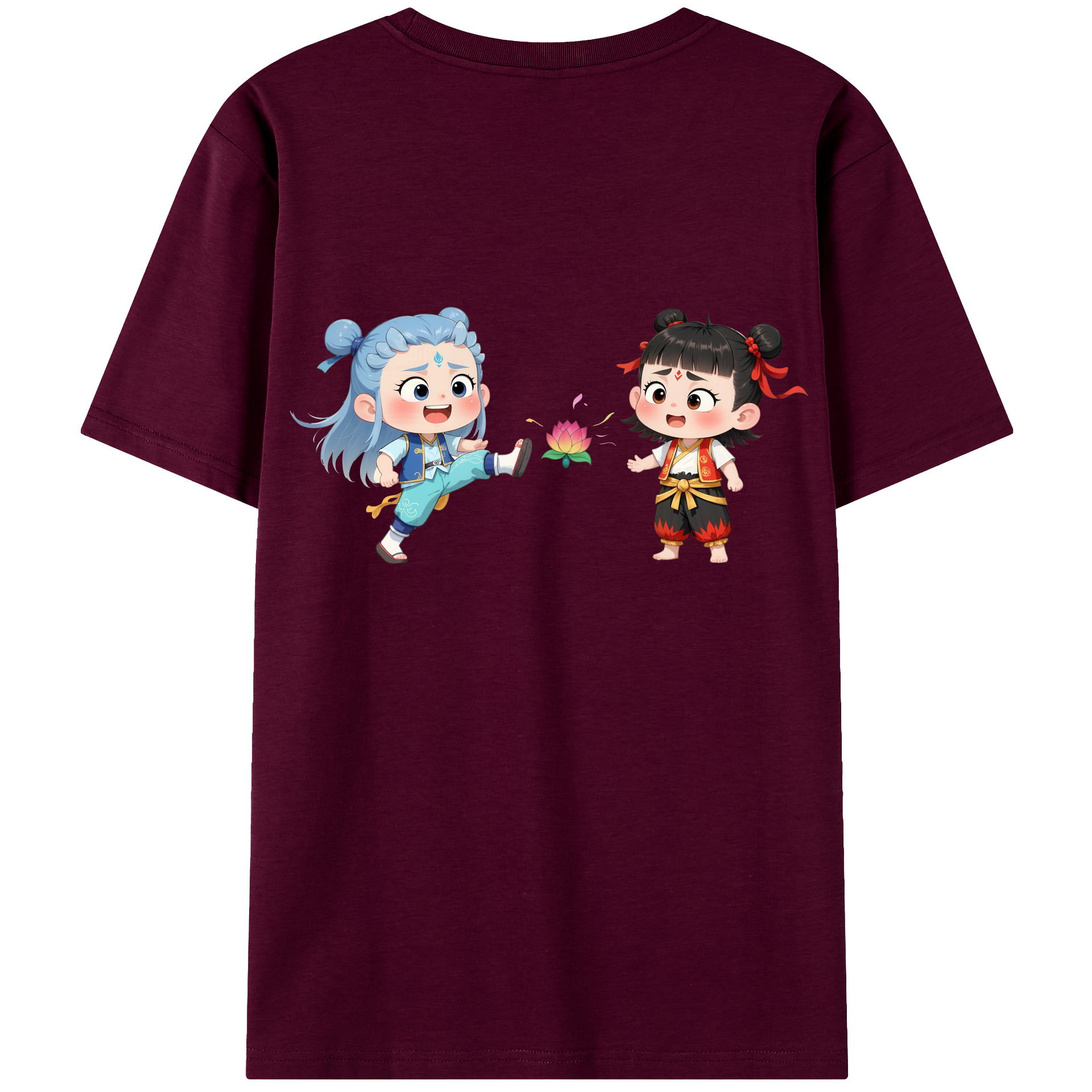 （画像用） Ne Zha 2 ナタ 魔童の大暴れ レディース半袖Tシャツ(バックプリント)